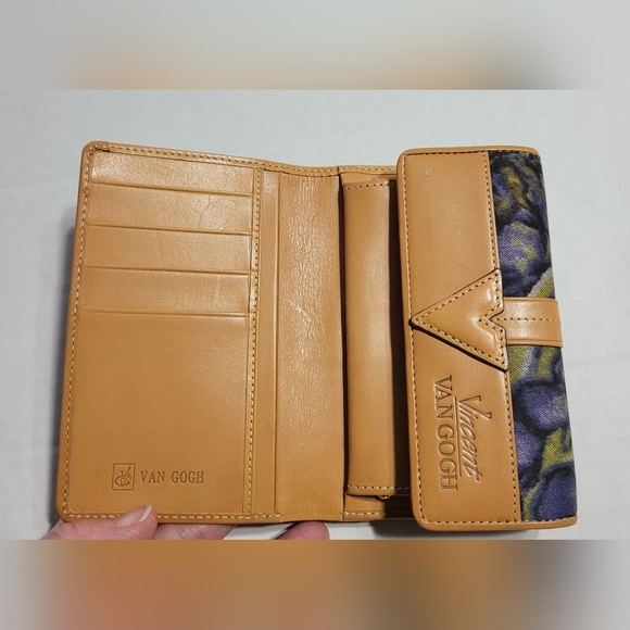 VINCENT VAN GOGH Wallet Leather Iris Painting Trifold Kiss Clasp - Picture 3 of 11